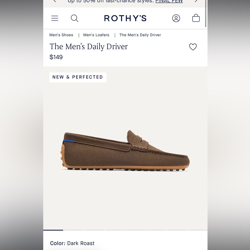 GUC Rothy’s The Men's Daily Driver - Brown Herringbone SIZE 14